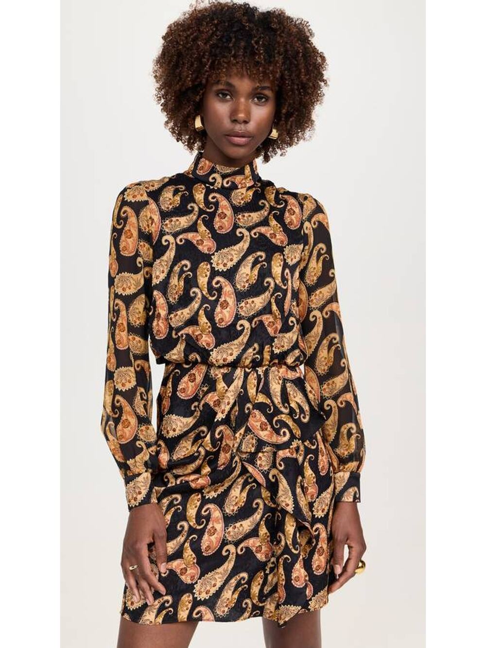 Saloni Draped Isa Short Dress in Ixora Cashew UK 12 US 8